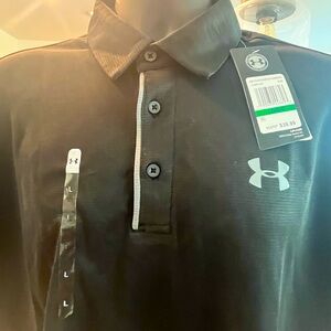 New Men’s Under Armour Heat Gear Black Size L Large S/S Polo Shirt